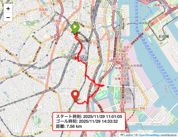 2025年11月29日の散歩記録